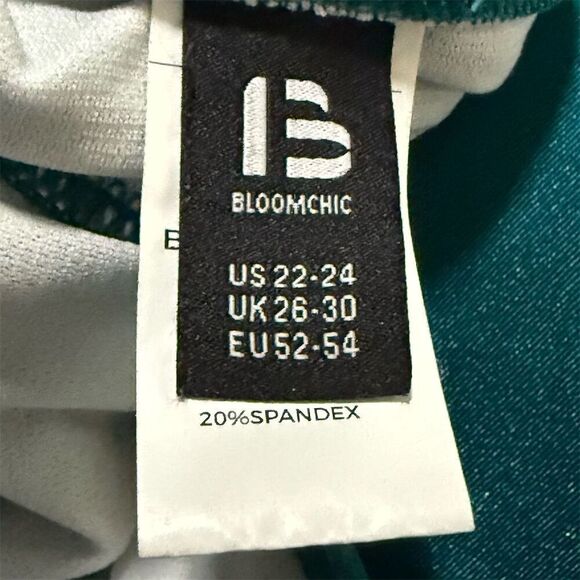 BloomChic Women's Plus Size 22W Teal Swimdress Tummy Control Skirted - Picture 7 of 8